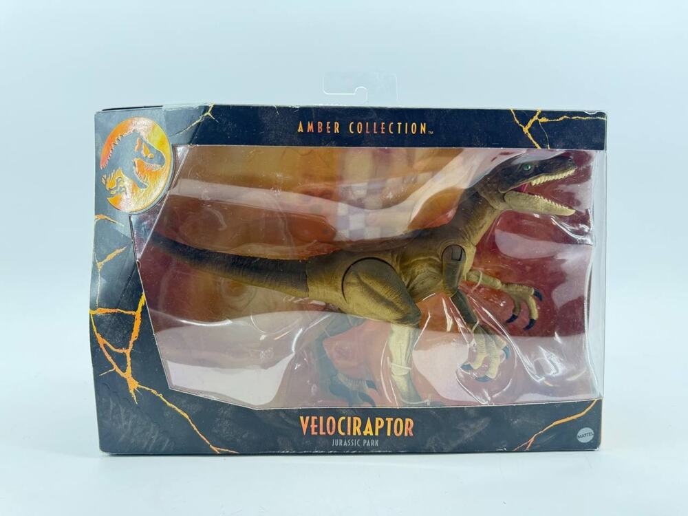 Jurassic Park Amber Collection Velociraptor Action Figure Mattel New